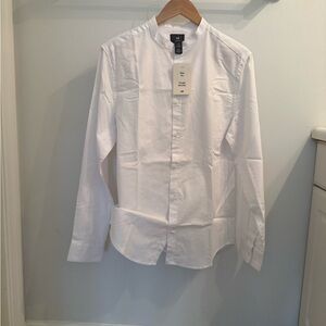 Men’s H&M White Slim Fit Mandarin Collar Shirt NWT